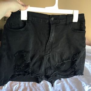 Fashion Nova, high-rise, distressed shorts. Size 1x, Extreme stretch! (Black).
